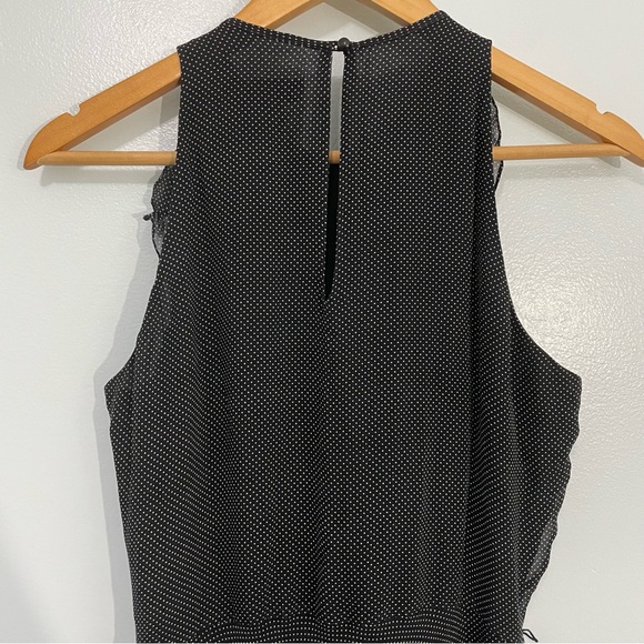 Lauren Ralph Lauren Black White Silk Polka Dot Ruffle Cruise Party Dress 10 - Picture 6 of 8